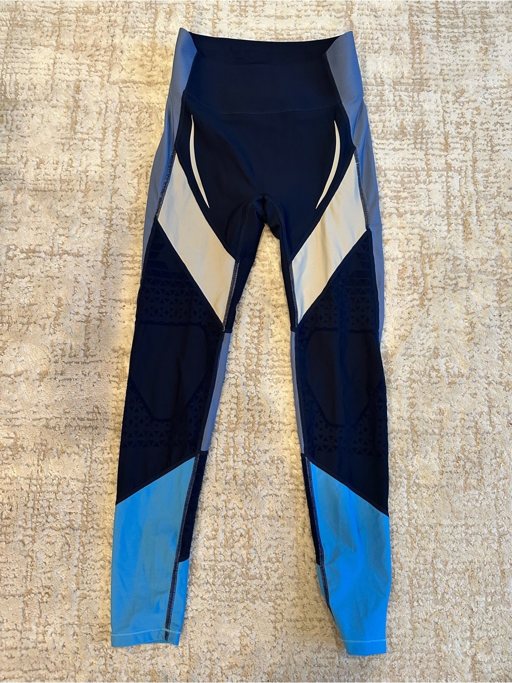 Fanka Body Sculpt Vibrant Leggings Navy Blue Colorblock Compression Size M